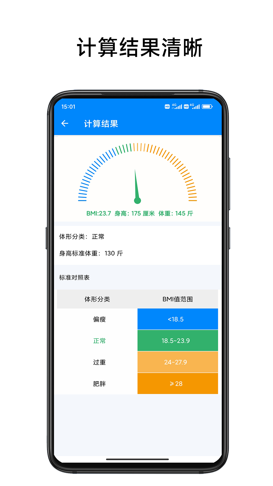 BMI质量指数计算器第2张手机截图